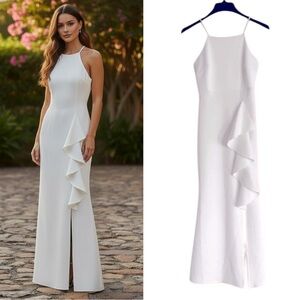 Sweet Storm Ruffle Maxi Dress White